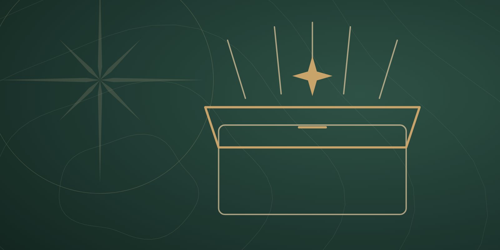 Illustration: an opened drawer with light and a small star coming out of it.