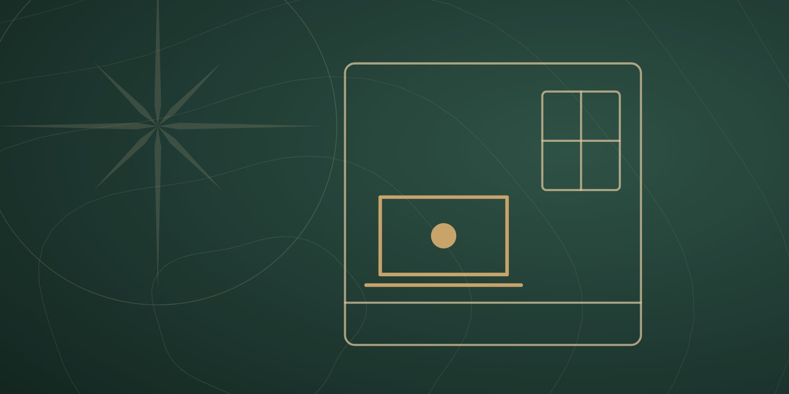 Illustration: a laptop in a small room with a single window.